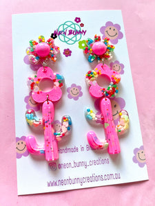 Candy Desert Flower Cactus Dangles