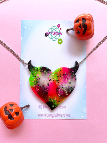 Jumbo she devil galaxy inspired spooky necklace