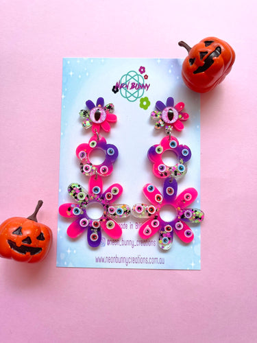 Zombie eyeball daisy earrings