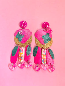 Barbie world metallic pink and gold dangles