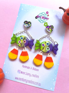 Zombie monster candy earrings