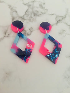 Electric pink dangle earrings