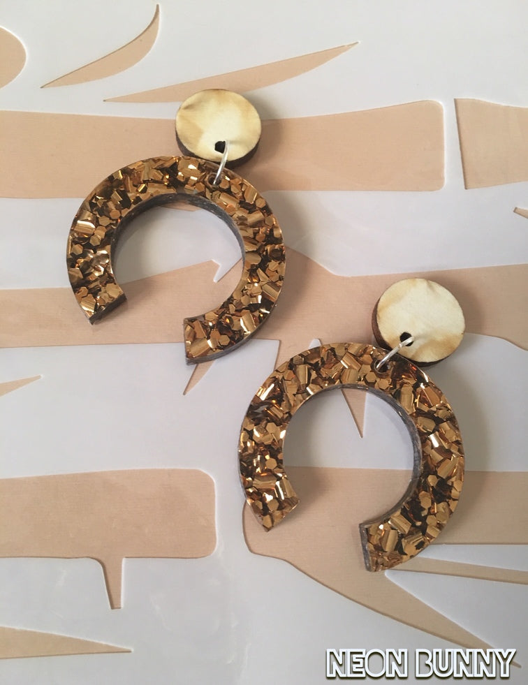 Gold Saddle Dangle Earrings