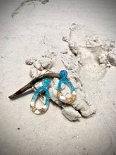 Load image into Gallery viewer, Blue Seashell Dangle Earrings