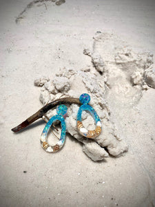 Blue Seashell Dangle Earrings