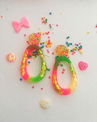 Neon glitter dangles- with unicorn glitter