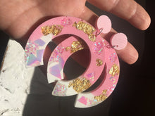 Load image into Gallery viewer, Pink earring hoops- Malibu glitter earrings