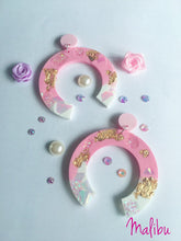 Load image into Gallery viewer, Pink earring hoops- Malibu glitter earrings